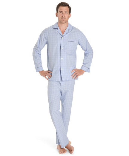 Men's Blue Glen Plaid Pajamas | Brooks Brothers