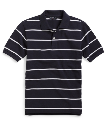 Cotton Short Sleeve Rugby Stripe Pique Polo®   Brooks Brothers