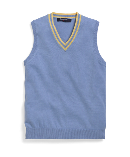 Supima® Tipped V neck Vest   Brooks Brothers