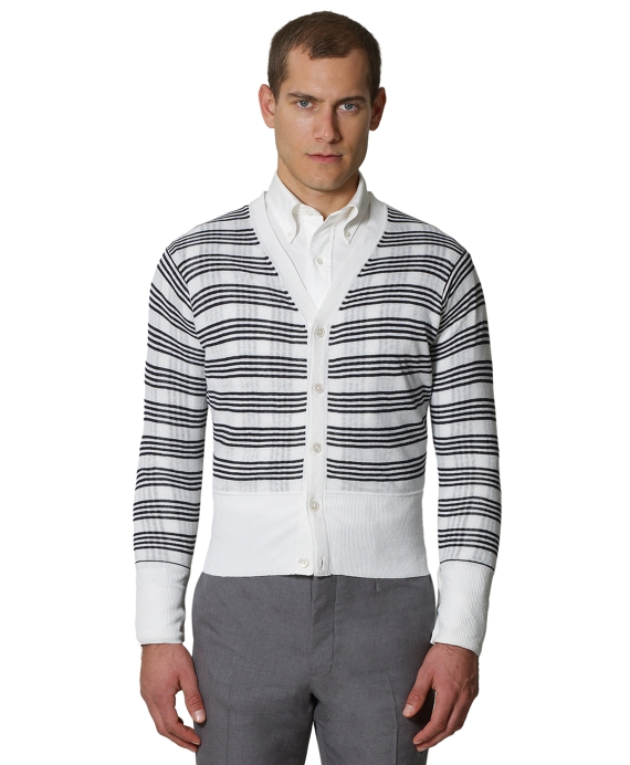 Double Layer Stripe Cardigan   Brooks Brothers