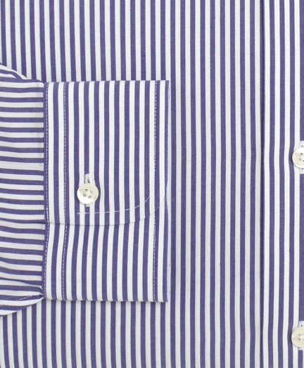 Men's Non-Iron Extra-Slim Fit Blue Bengal Stripe Dress Shirt | Brooks ...