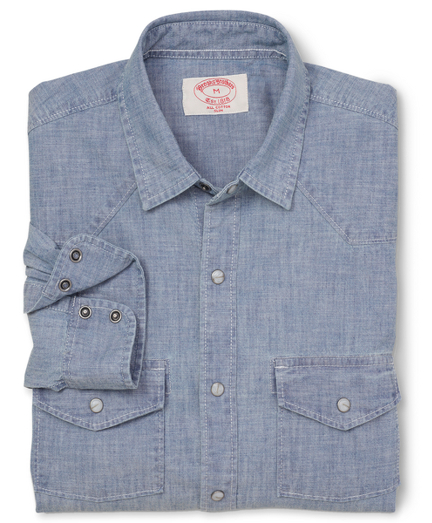 Extra-Slim Fit Chambray Western Sport Shirt - Brooks Brothers