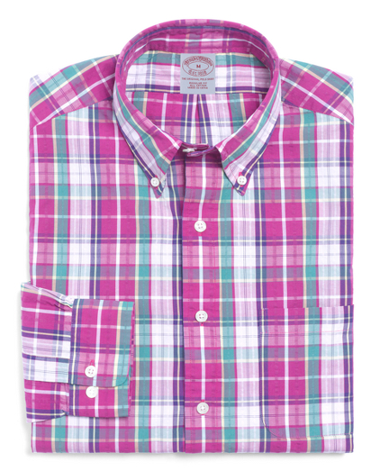 Regular Fit Multi Check Seersucker Sport Shirt   Brooks Brothers