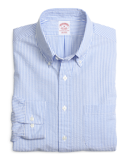 Regular Fit Seersucker Classic Stripe Sport Shirt - Brooks Brothers