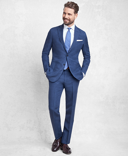 Golden Fleece® BrooksCloud™ Blue Silk and Linen Twill Suit - Brooks ...