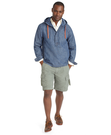 Chambray Popover Packable Jacket   Brooks Brothers