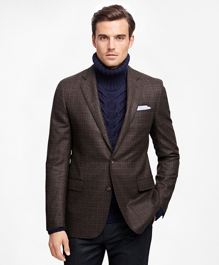 Men's Fitzgerald Fit Saxxon™ Wool Brown Check Deco Sport Coat | Brooks ...
