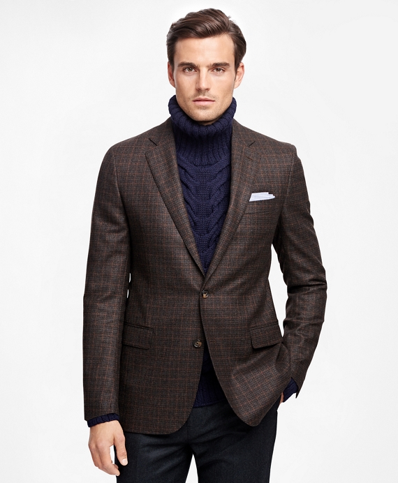 Men's Fitzgerald Fit Saxxon™ Wool Brown Check Deco Sport Coat | Brooks ...
