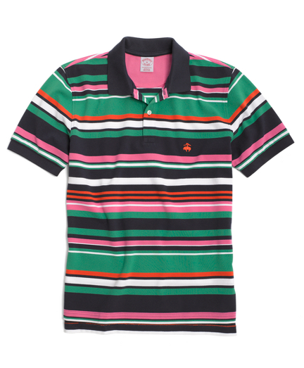 Golden Fleece® Variegated Stripe Performance Polo Bright Green Multi