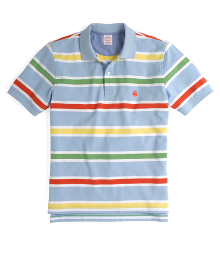 Golden Fleece® Original Fit Alternating Large Stripe Polo Light Blue 