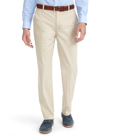 Clark Plain Front Cotton Lycra® Pants   Brooks Brothers