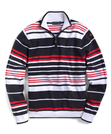 Supima® Stripe Zip Mockneck   Brooks Brothers