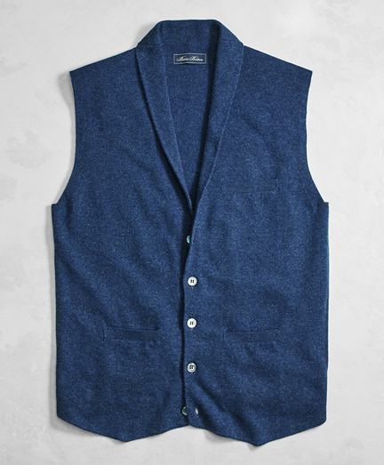 Golden Fleece® 3-D Knit Cashmere Shawl Collar Sweater Vest - Brooks ...