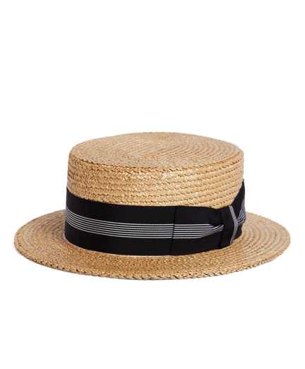 The Great Gatsby Collection Straw Boater Hat with Navy and White ...