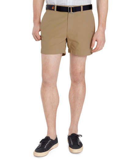 Garment Dyed Plain Front 5 Inch Twill Shorts   Brooks Brothers