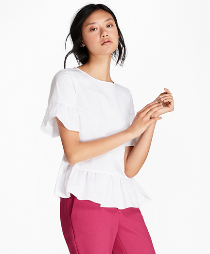 Ruffled Poplin Peplum Blouse