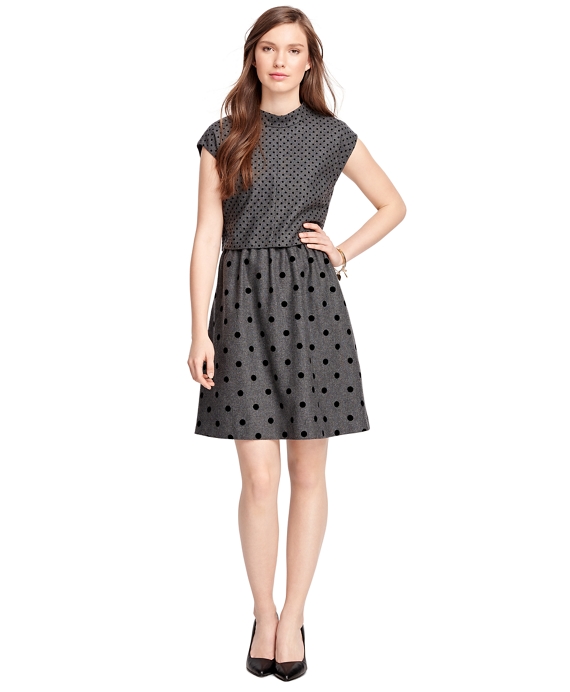 Women's Wool Blend Grey Polka Dot Dress | Brooks Brothers