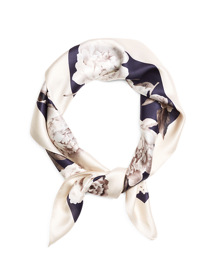 Women's White Floral Print Silk Chiffon Scarf | Brooks Brothers