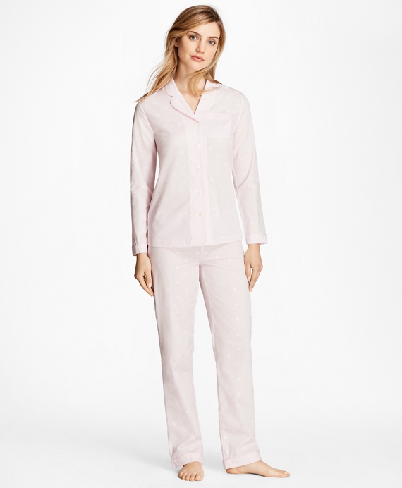 Fleece-Logo Cotton Jacquard Pajama Set - Brooks Brothers