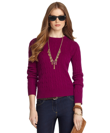 Cashmere Cable Crewneck Sweater   Brooks Brothers