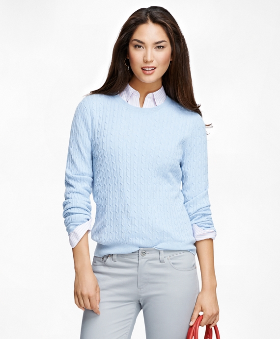 Women's Cashmere Cable Knit Crewneck Sweater | Brooks Brothers