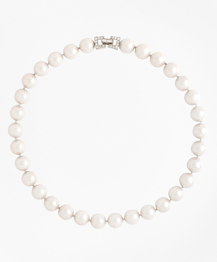 Women's 8mm Glass Pearl Bracelet with Deco Clasp | Brooks Brothers