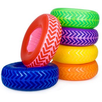 Inflatable tire obstacle course party game