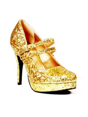 Womens Gold Glitter Mary Jane Shoe 4″ | Pixocero