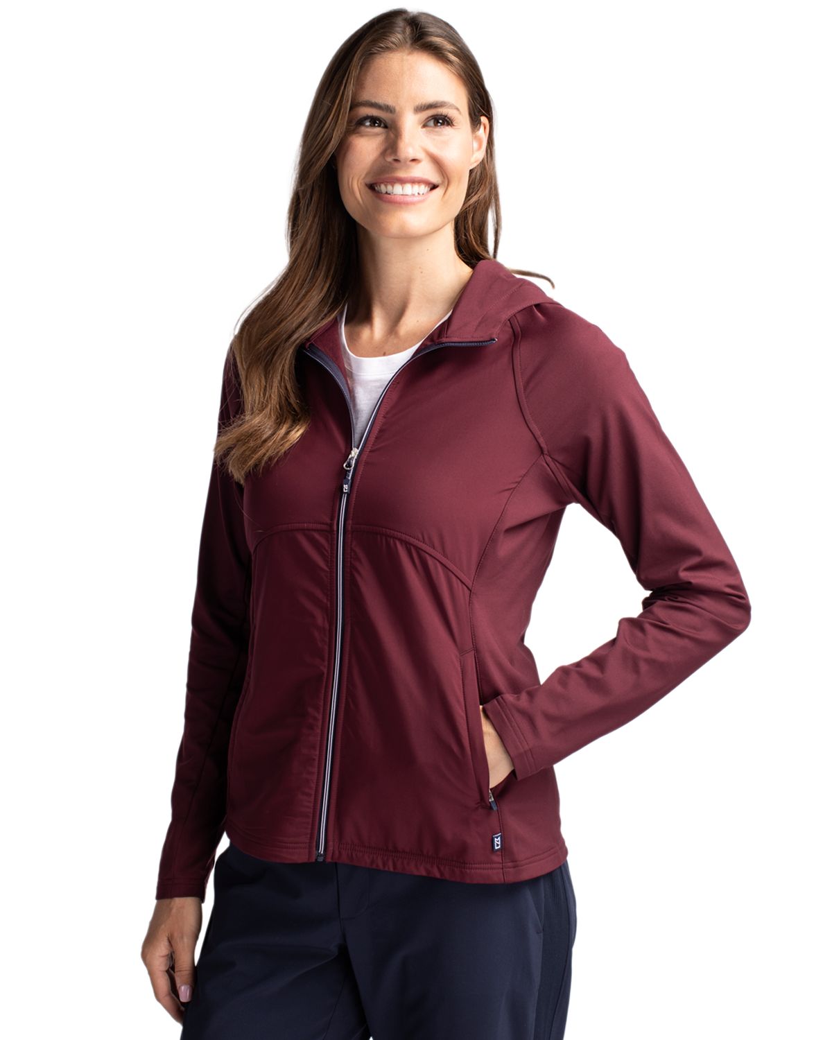 Cutter & Buck Adapt Recycled Soft Knit Stretch Womens Hybrid Full Zip Jacket 108