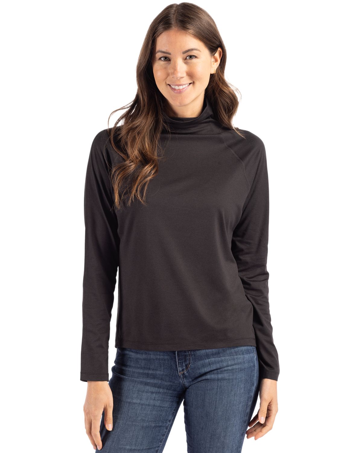 Cutter & Buck Coastline Recycled Double Peached Womens Funnel Neck Pullover 80