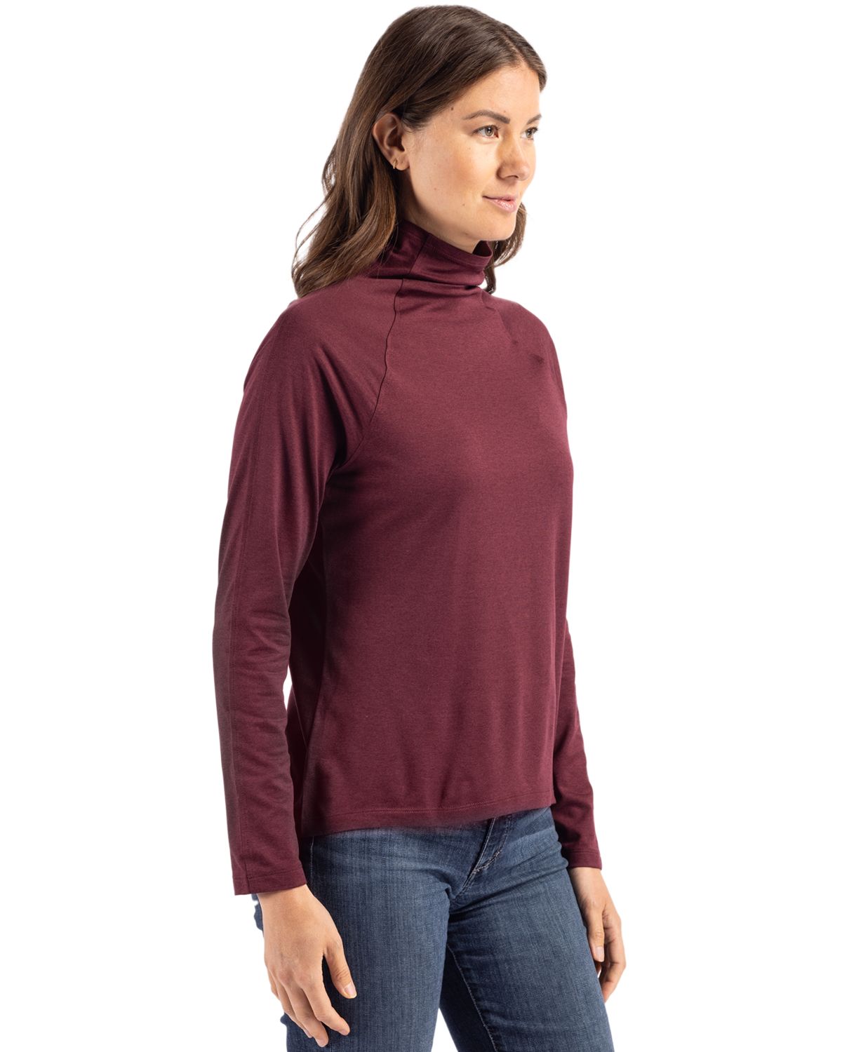 Cutter & Buck Coastline Recycled Double Peached Womens Funnel Neck Pullover 99