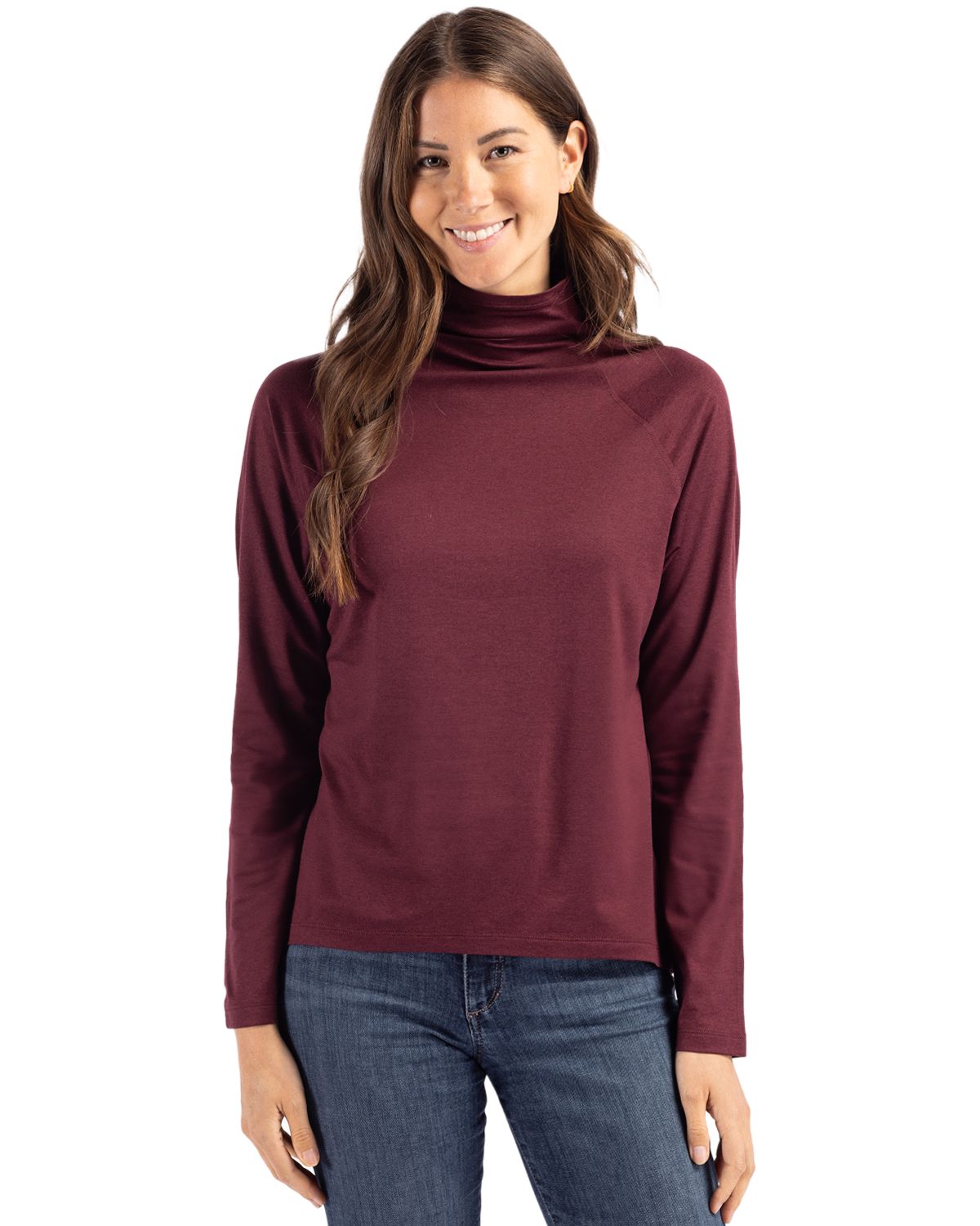 Cutter & Buck Coastline Recycled Double Peached Womens Funnel Neck Pullover 97