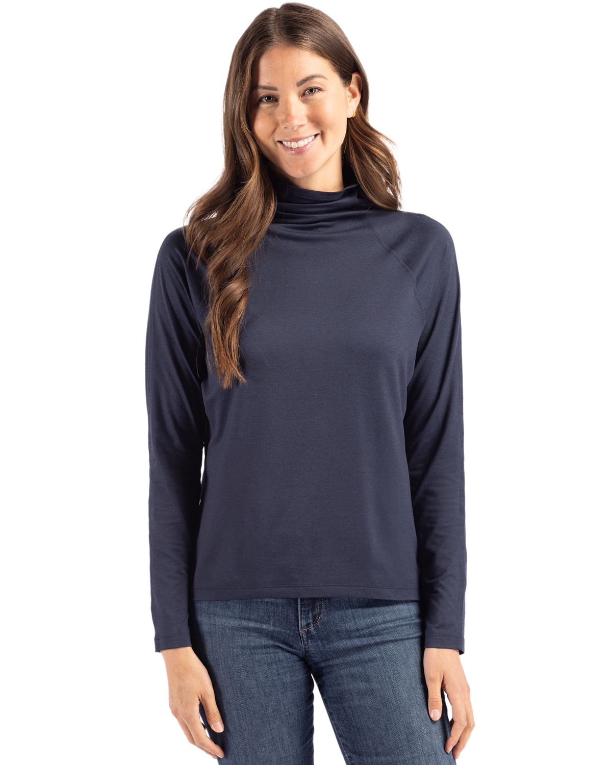 Cutter & Buck Coastline Recycled Double Peached Womens Funnel Neck Pullover 58
