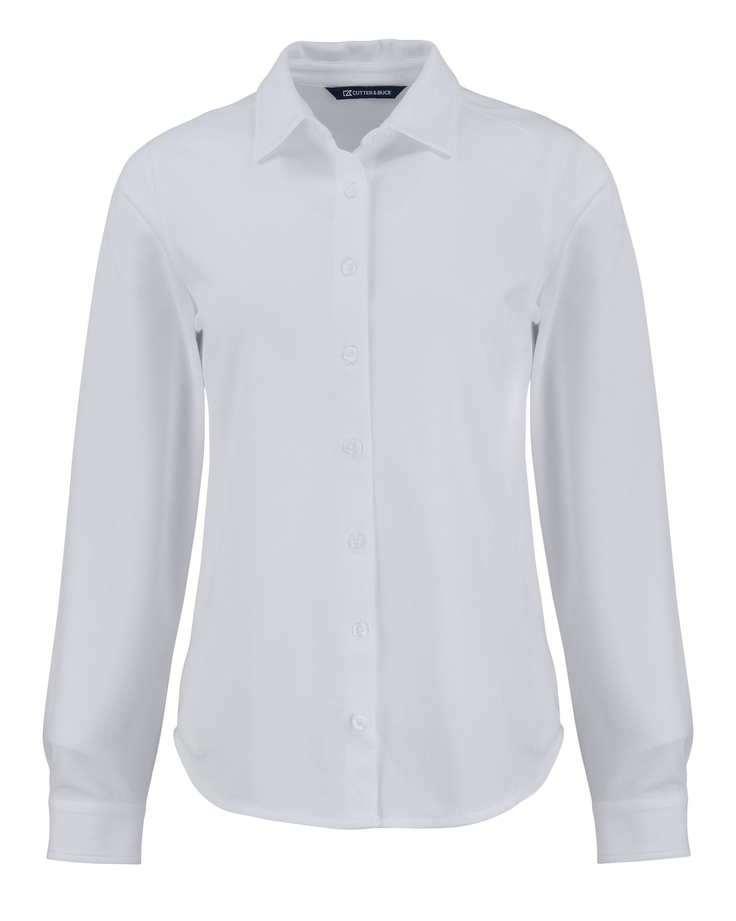 CB Advantage Tri-Blend Eco Soft Pique Long Sleeve Knitted Womens Button Up-Cutter &#38; Buck