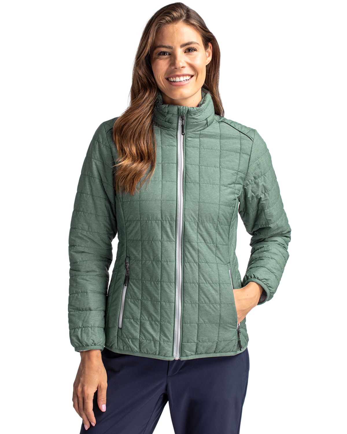 Cutter & Buck Rainier Recycled Insulated Puffer Womens Full Zip Jacket 206