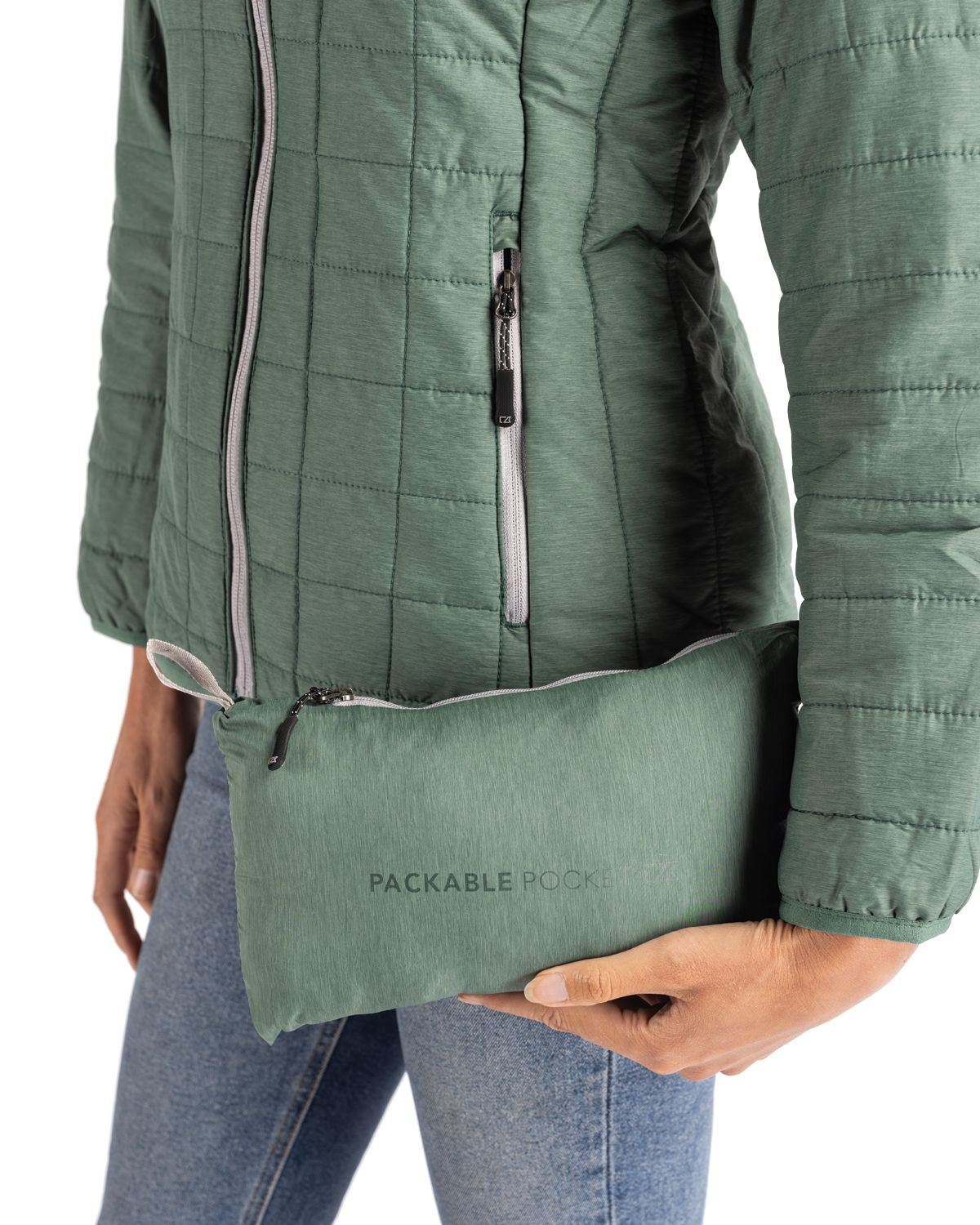 Cutter & Buck Rainier Recycled Insulated Puffer Womens Full Zip Jacket 21