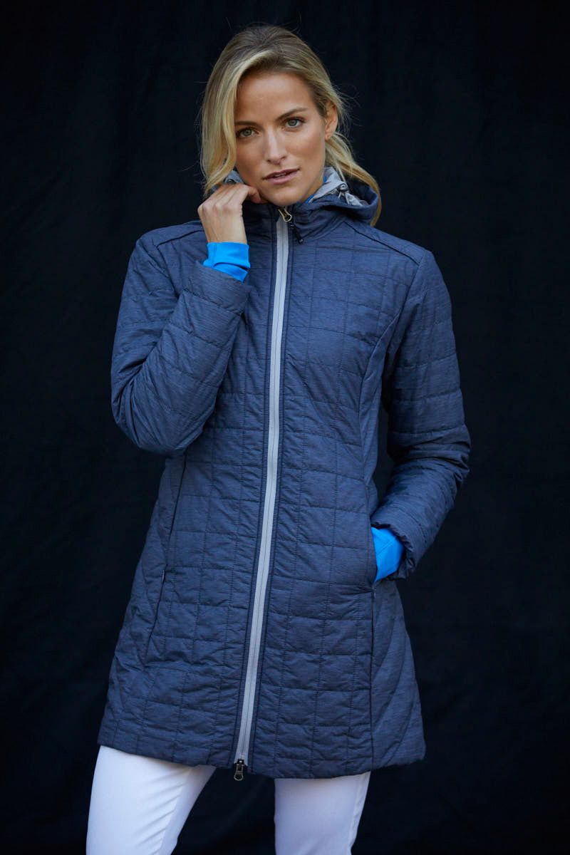 Cutter & Buck Rainier Recycled Insulated Puffer Womens Full Zip Hooded Long Coat 43