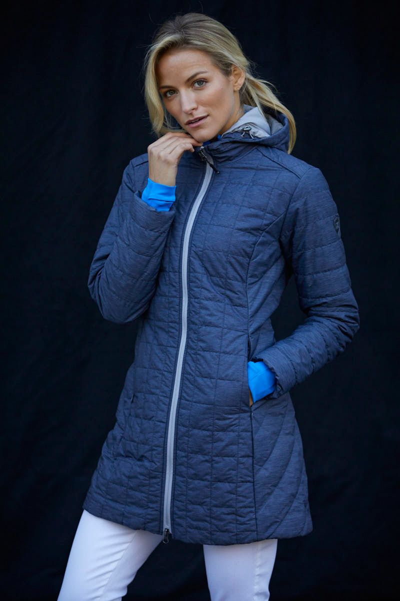 Cutter & Buck Rainier Recycled Insulated Puffer Womens Full Zip Hooded Long Coat 58