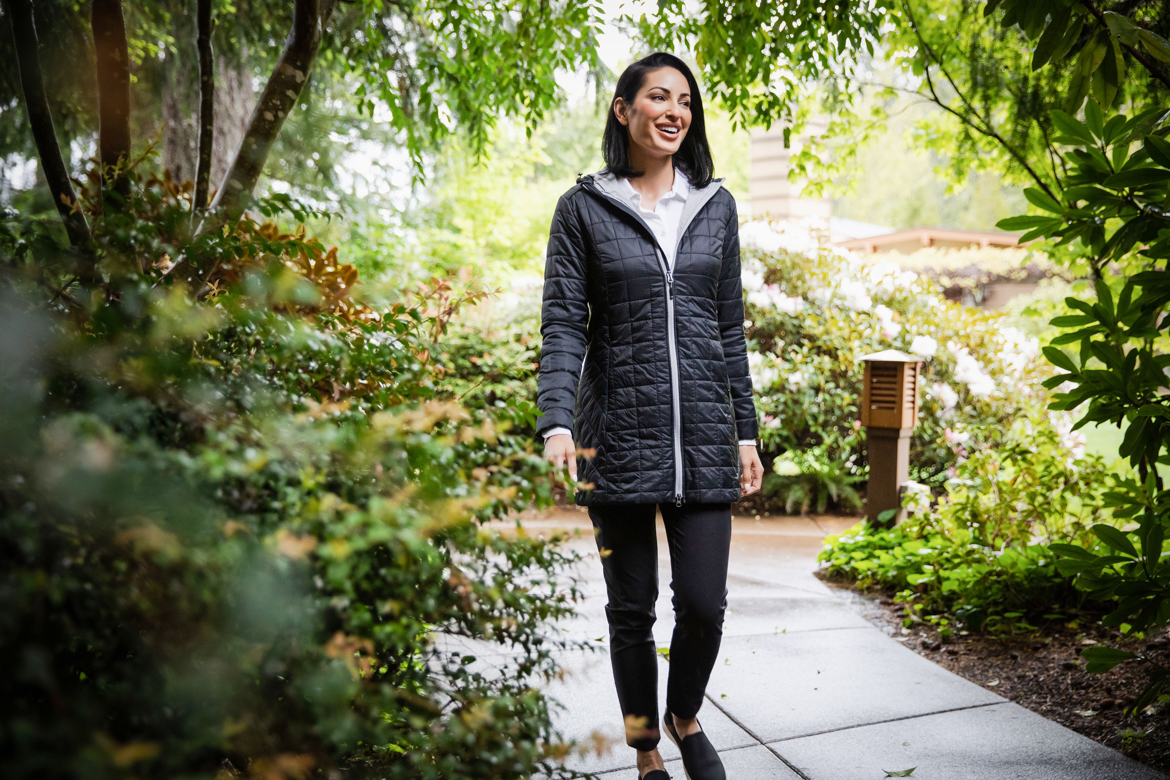 Cutter & Buck Rainier Recycled Insulated Puffer Womens Full Zip Hooded Long Coat 49