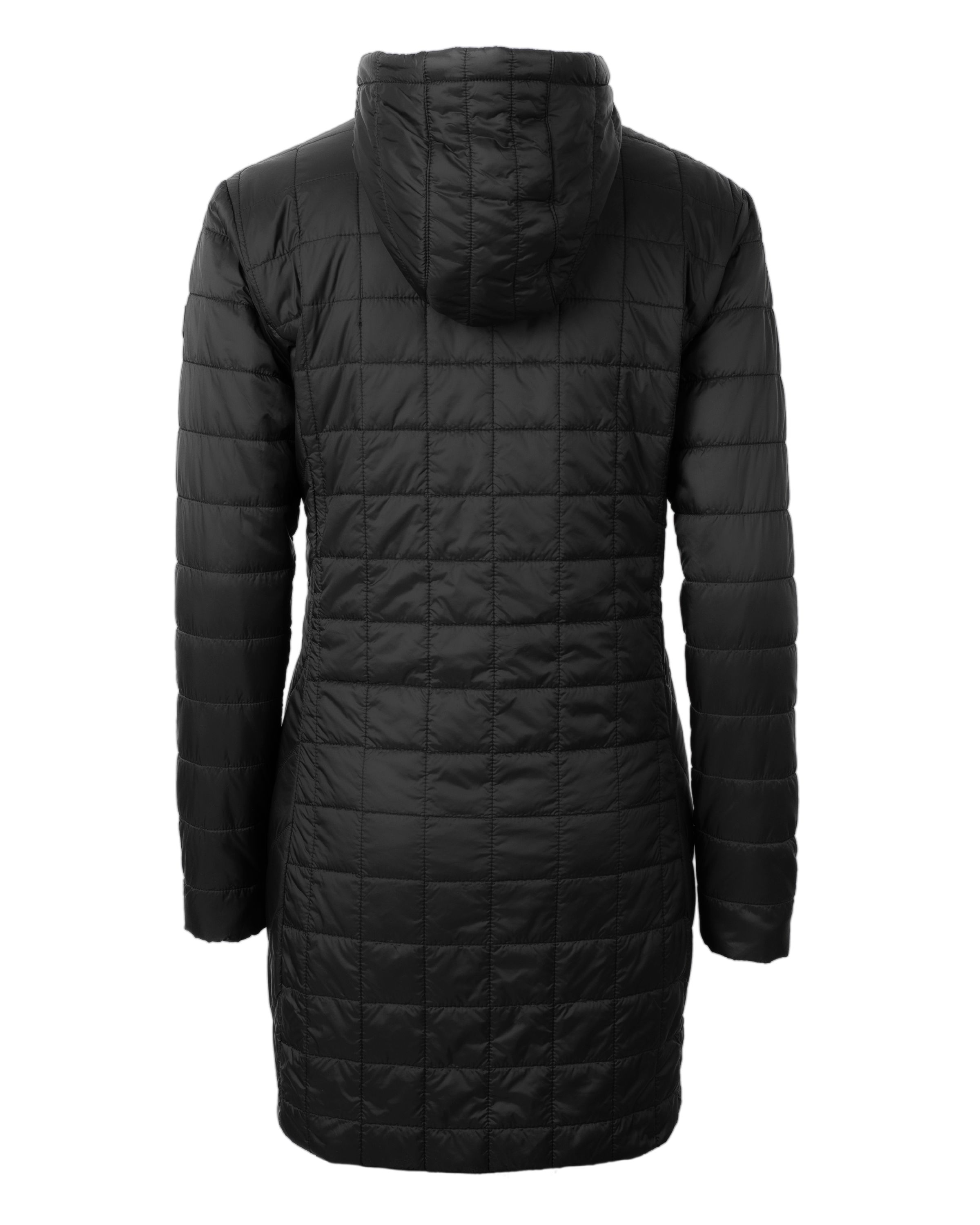 Cutter & Buck Rainier Recycled Insulated Puffer Womens Full Zip Hooded Long Coat 60