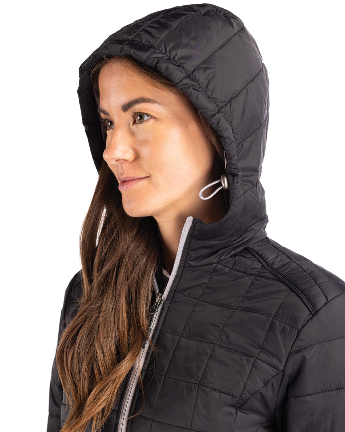 Cutter & Buck Rainier Recycled Insulated Puffer Womens Full Zip Hooded Long Coat 46