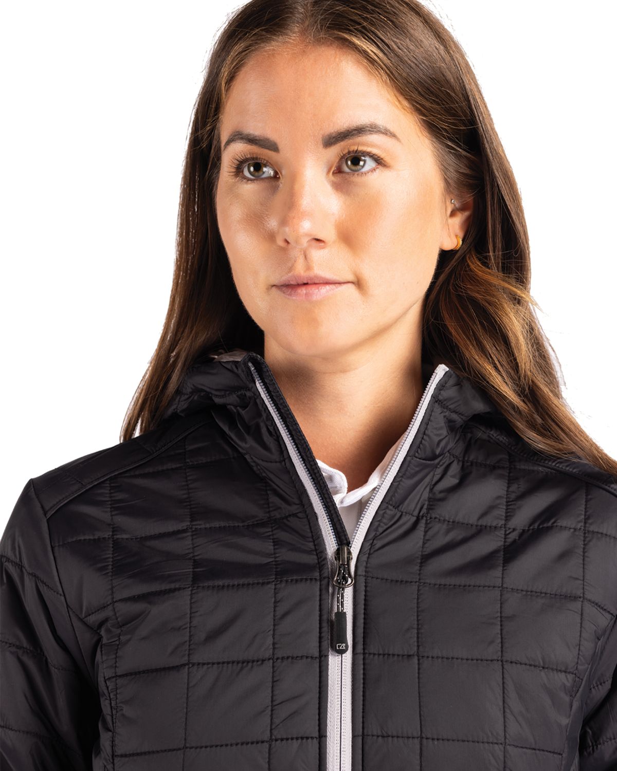 Cutter & Buck Rainier Recycled Insulated Puffer Womens Full Zip Hooded Long Coat 48