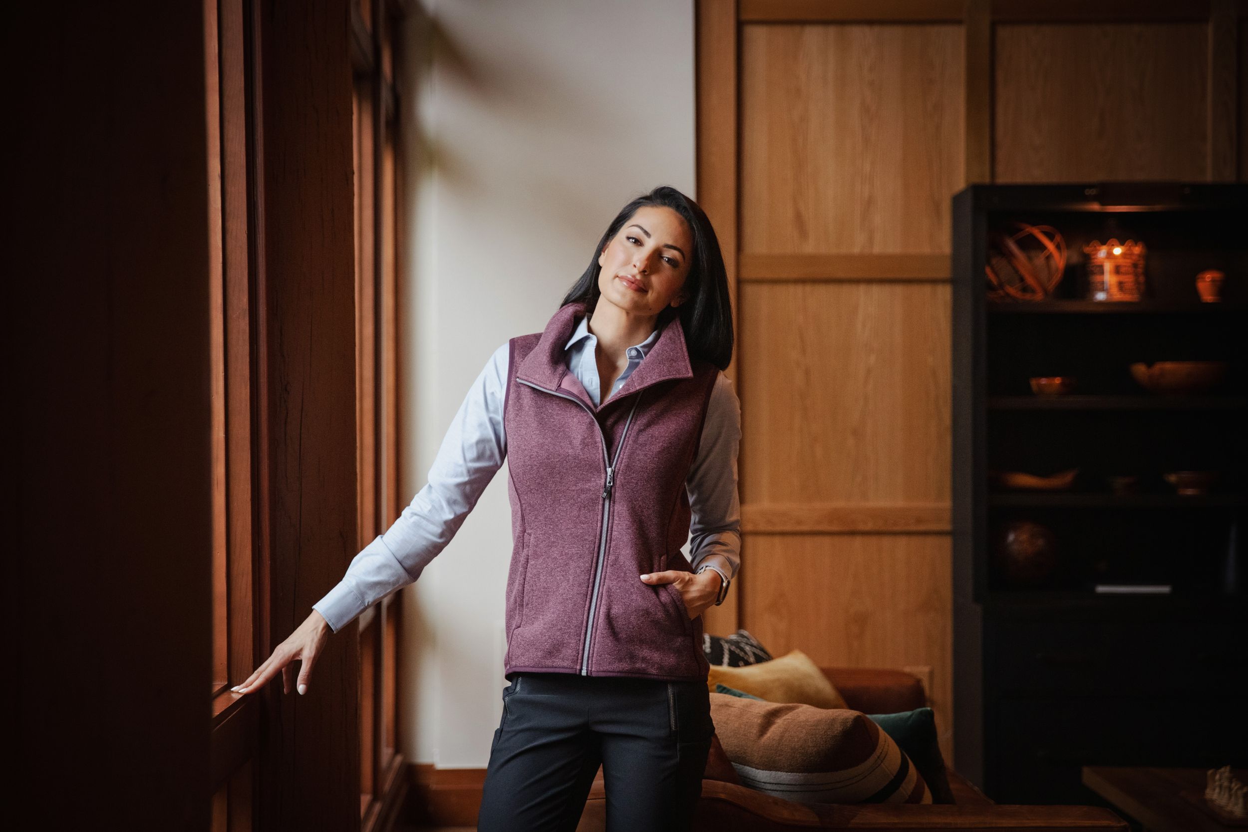 Cutter & Buck Mainsail Sweater-Knit Womens Full Zip Asymmetrical Vest