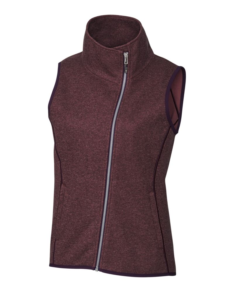 Cutter & Buck Mainsail Sweater-Knit Womens Full Zip Asymmetrical Vest 119