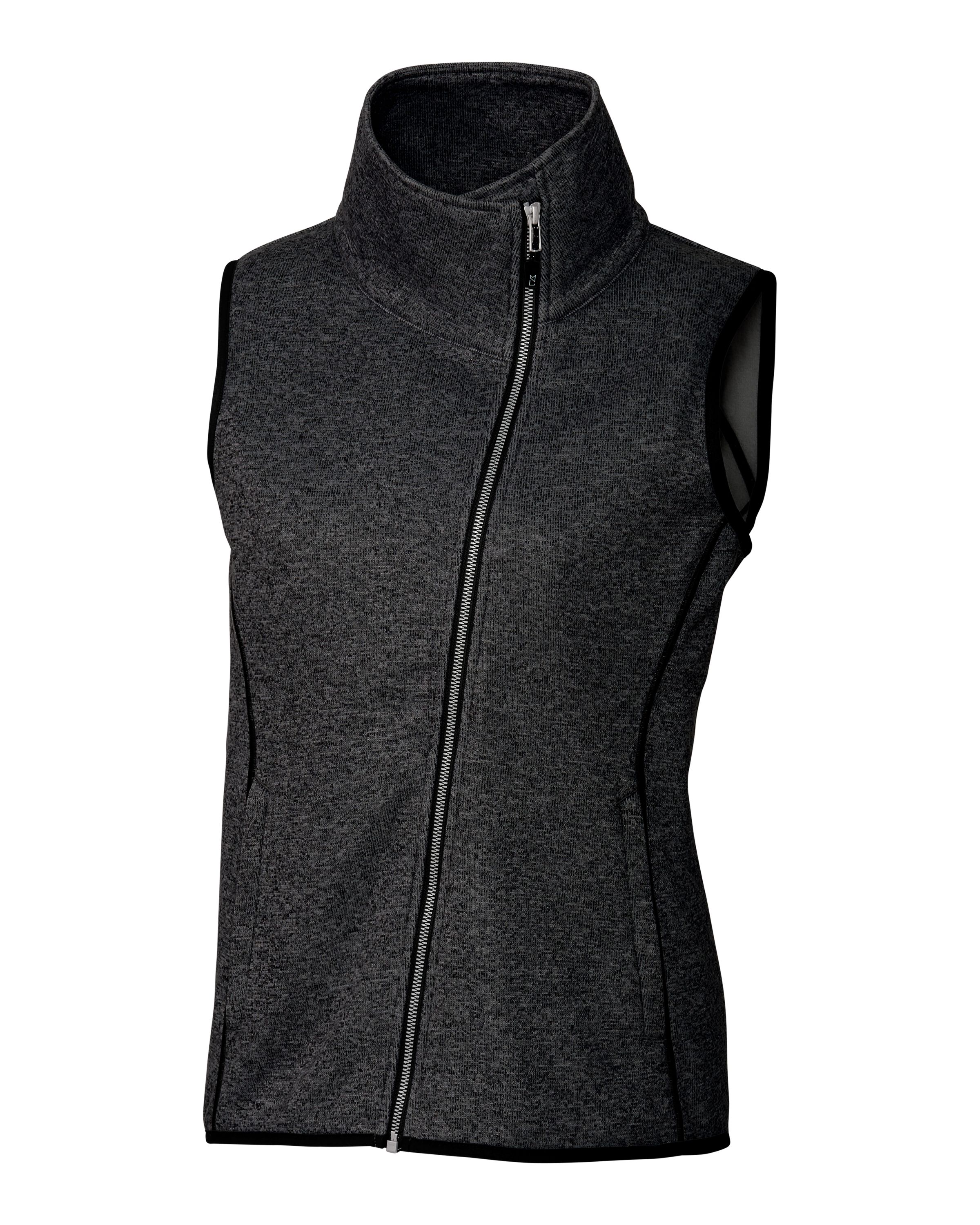 Cutter & Buck Mainsail Sweater-Knit Womens Full Zip Asymmetrical Vest 127