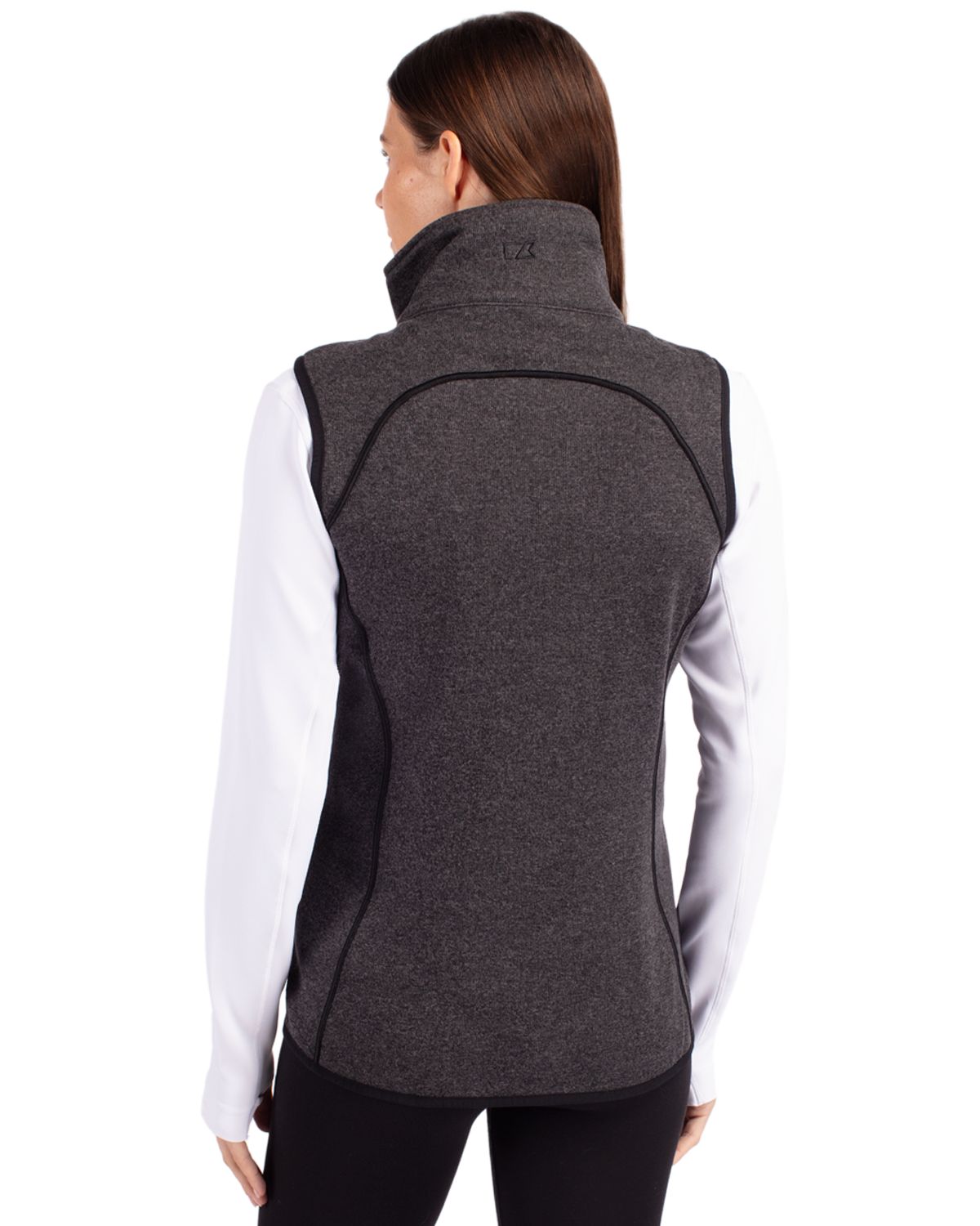 Cutter & Buck Mainsail Sweater-Knit Womens Full Zip Asymmetrical Vest 130