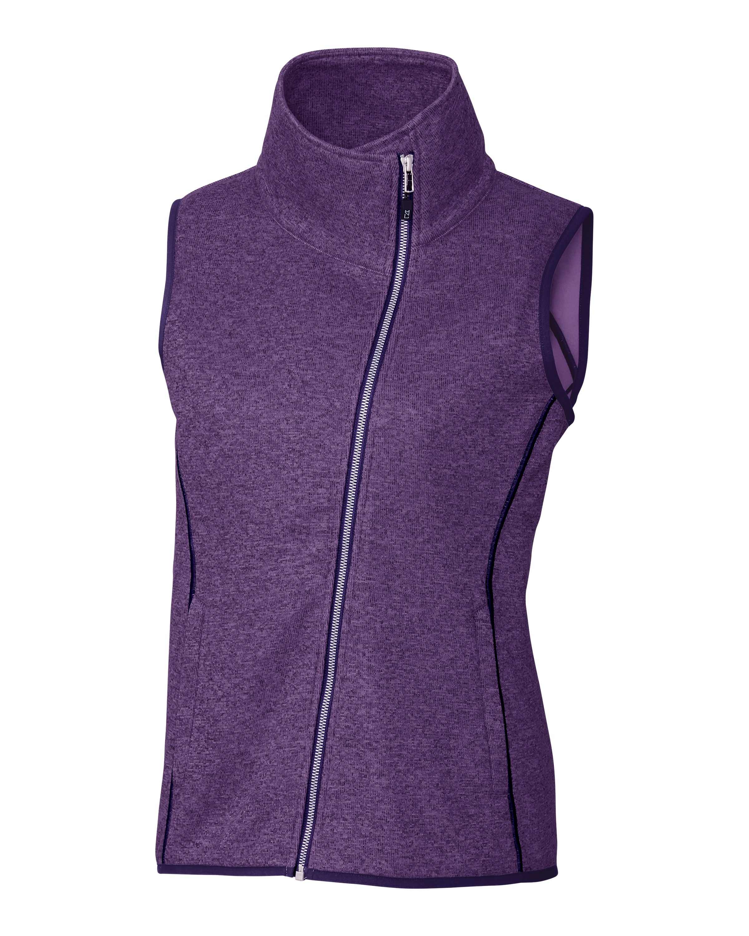 Cutter & Buck Mainsail Sweater-Knit Womens Full Zip Asymmetrical Vest 23