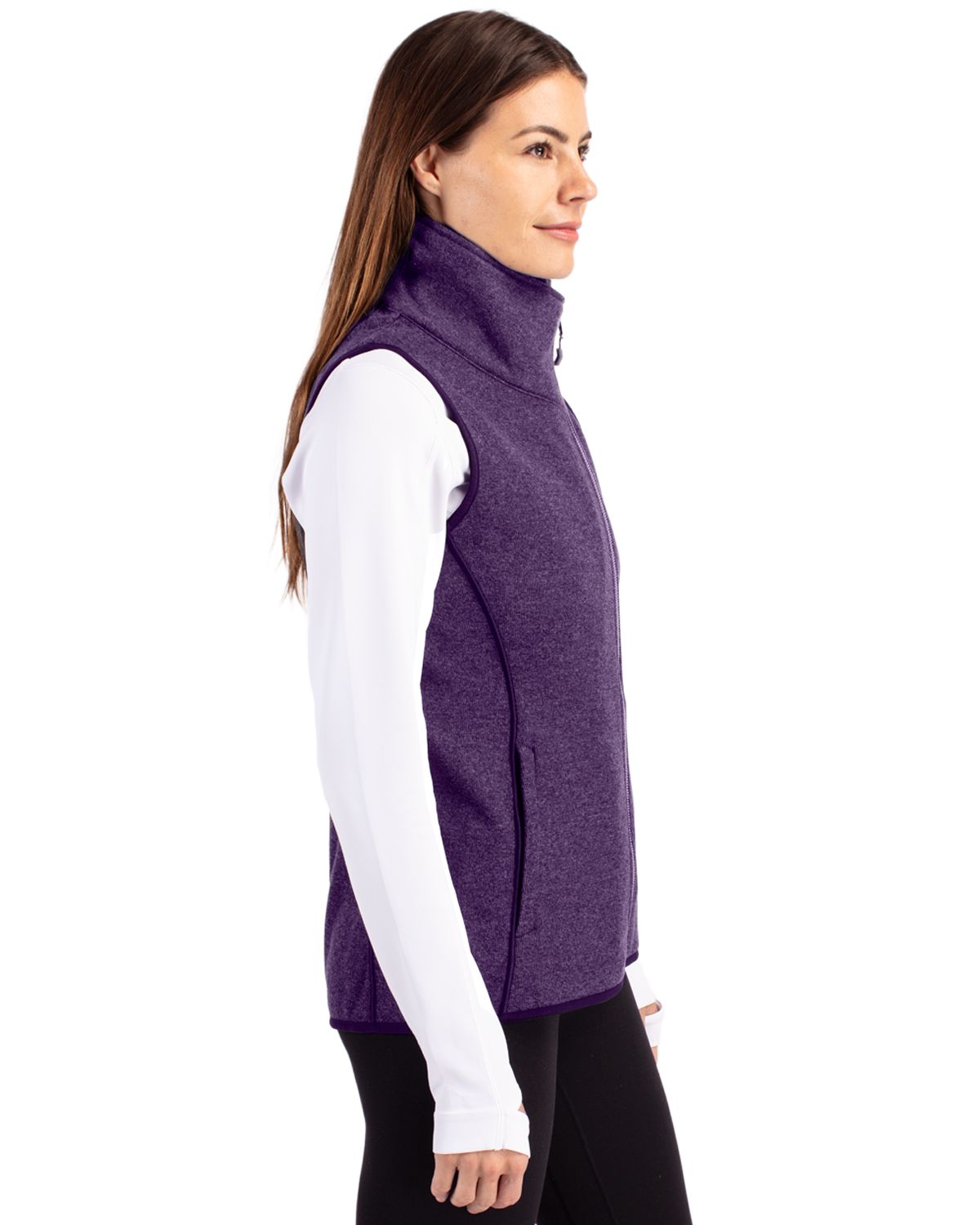 Cutter & Buck Mainsail Sweater-Knit Womens Full Zip Asymmetrical Vest 133