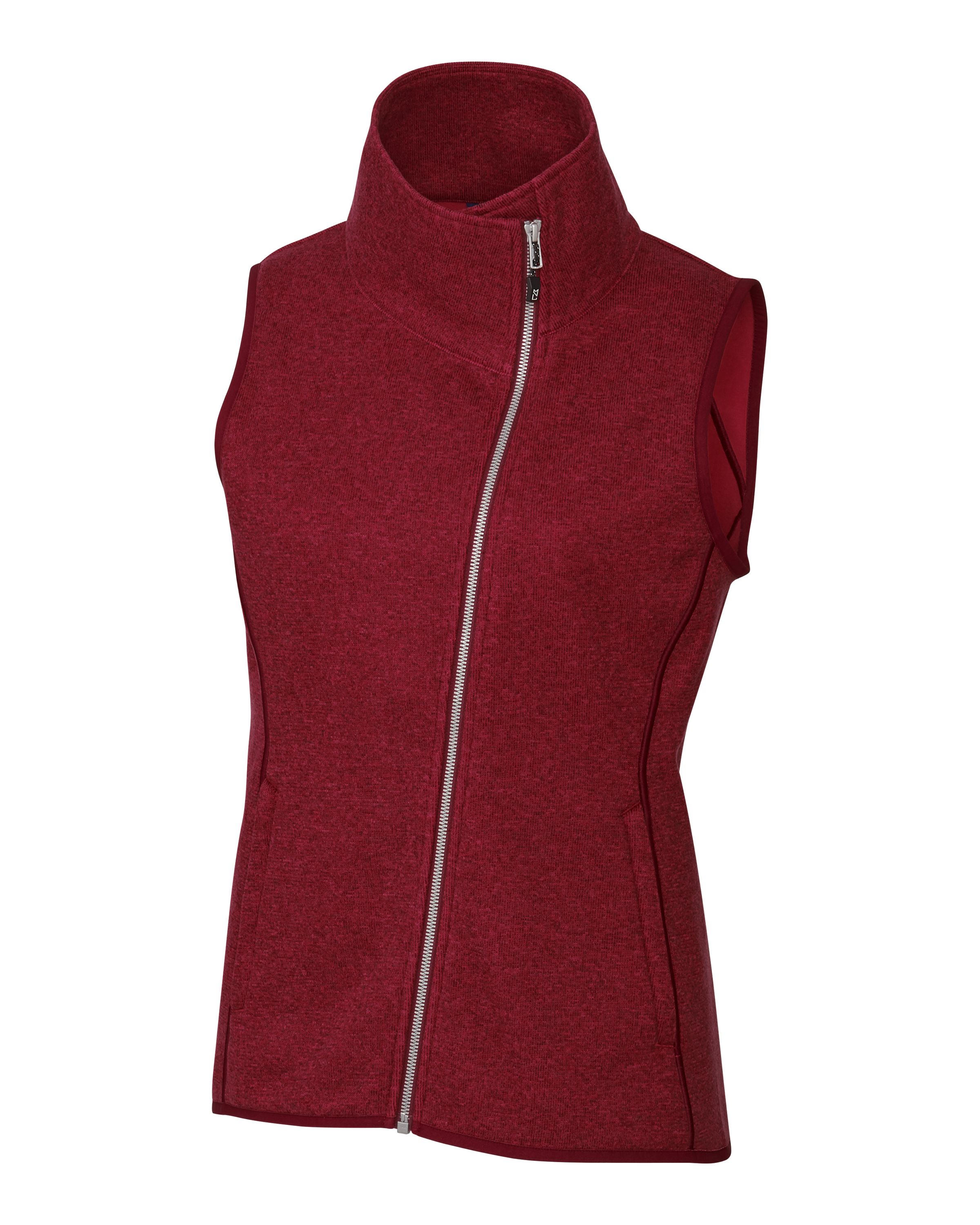 Cutter & Buck Mainsail Sweater-Knit Womens Full Zip Asymmetrical Vest 102