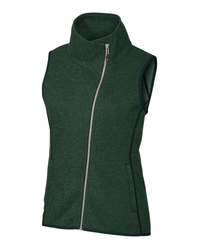 Cutter & Buck Mainsail Sweater-Knit Womens Full Zip Asymmetrical Vest 96